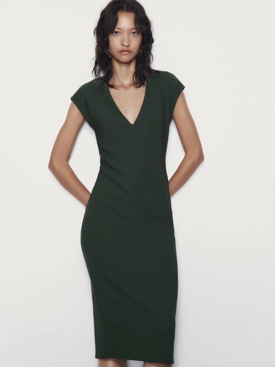 Zara Dresses & Skirts - ZARA V-Neck Cap Sleeve Midi Dress NWT ❗️